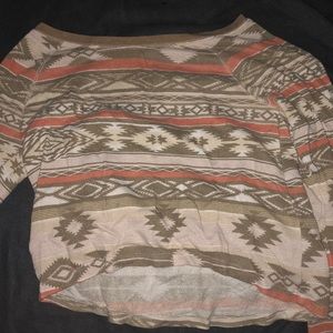 Long sleeved cropped tribal sweater